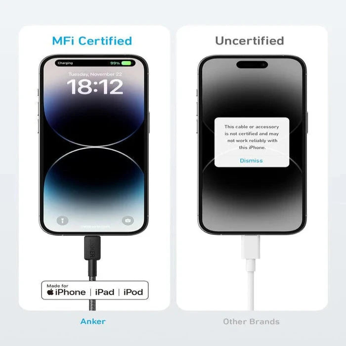 Anker 322 USB-C to Lightning Cable Braided (0.9m/3ft) -Black
