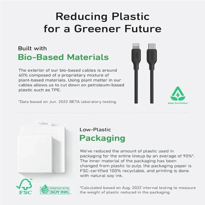  Anker USB-C to Lightning Cable, 541 Cable (Phantom Black, 3ft) - A reliable and eco-friendly charging cable for iPhone and iPad.

