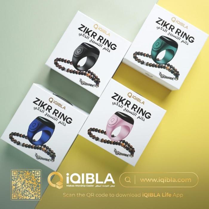  iQibla Zikr Noor ring  4 different colour pack box